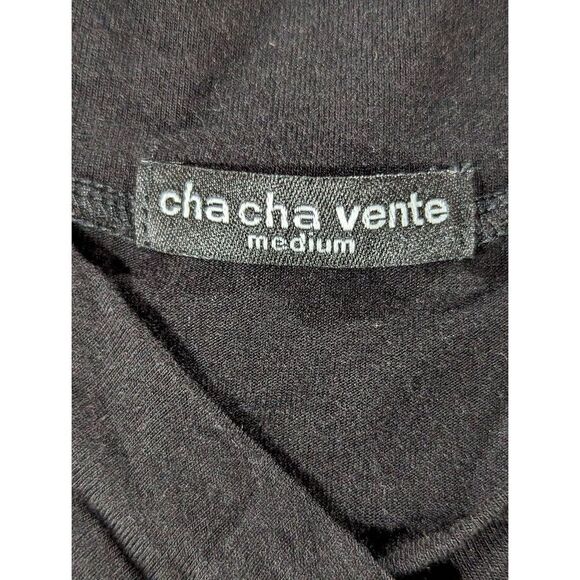 Cha Cha Vente Women's Black Sheer Bottom Sleeveless Knit Tunic Top Medium - Picture 4 of 5